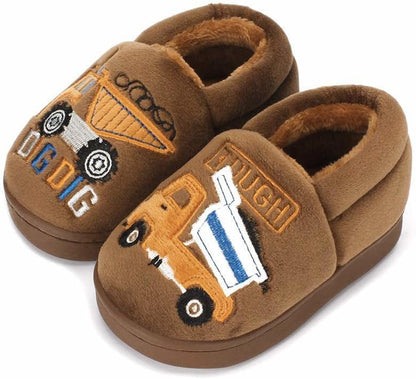 Girls Cute Cartoon Slippers with Memory Foam Kids Plush Warm Winter House Shoes